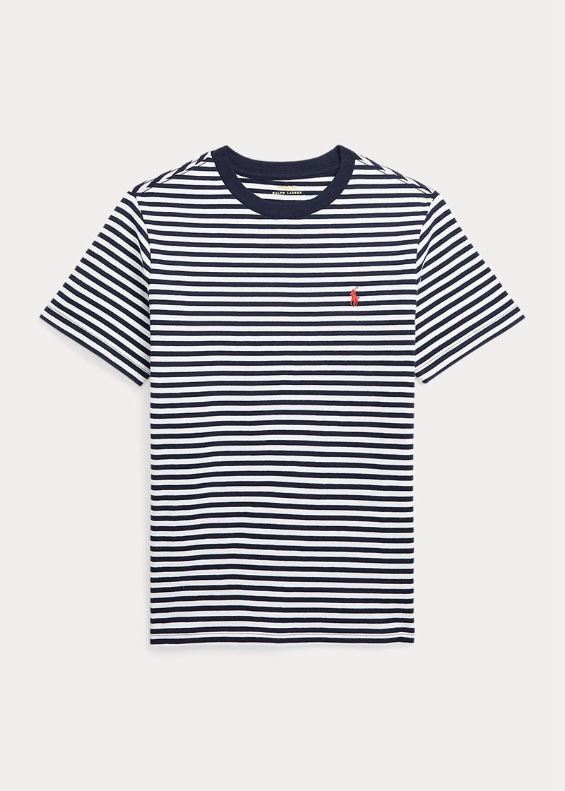 Camiseta Ralph Lauren Niño 6-14 Años Striped Cotton Jersey Chile Azul Marino KWUQL-7408